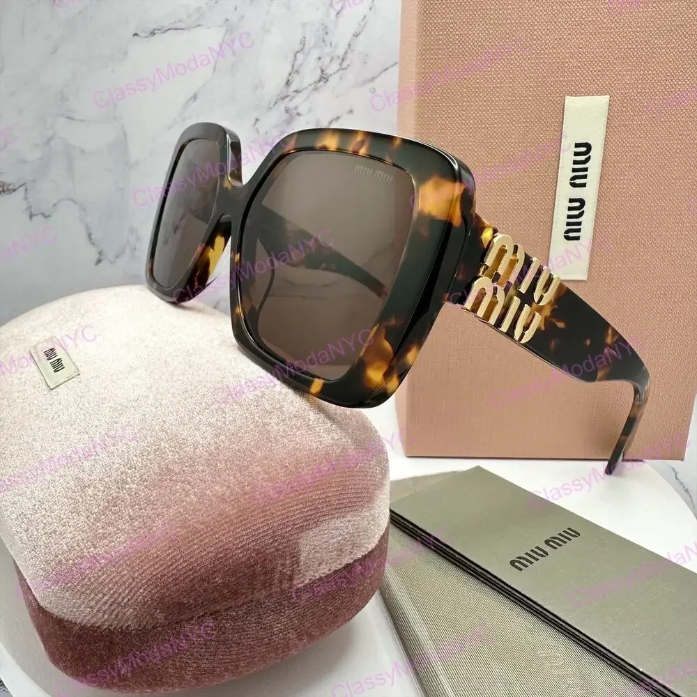 New MIU MIU Sunglasses Brown Square Gold Full Rim 56mm MIU MIU